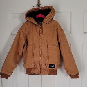 Walls Blizzard Pruf Kids Blanket Lined Canvas Hooded Coat Sz 6-7